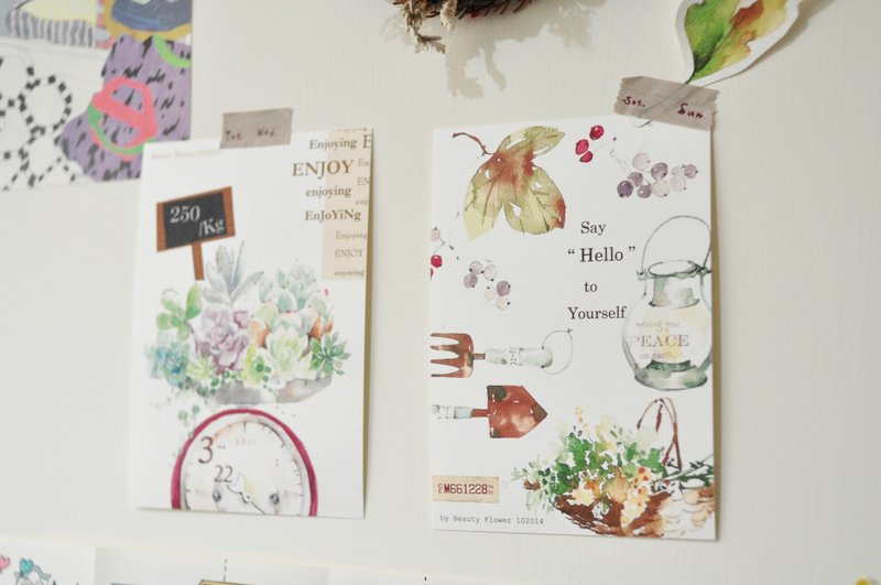 套组明信片(Garden系列两款) +(ukulele系列--aloha) - 卡片/明信片 - 纸 绿色