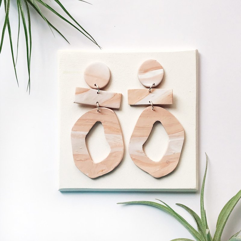 软陶耳环Clay earrings 大地色设计 - 耳环/耳夹 - 环保材料 多色
