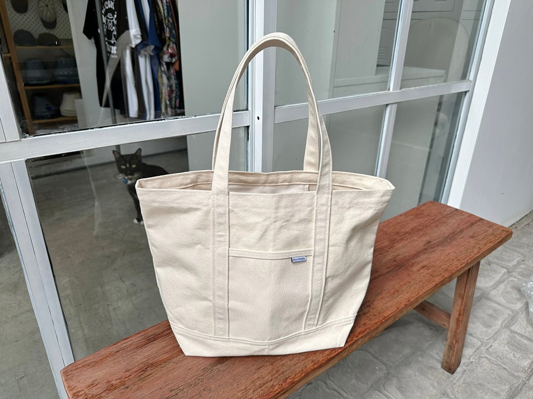 Canvas Tote Bag(M) with Hidden Pocket - Free Shipping - 手提包/手提袋 - 棉 白色