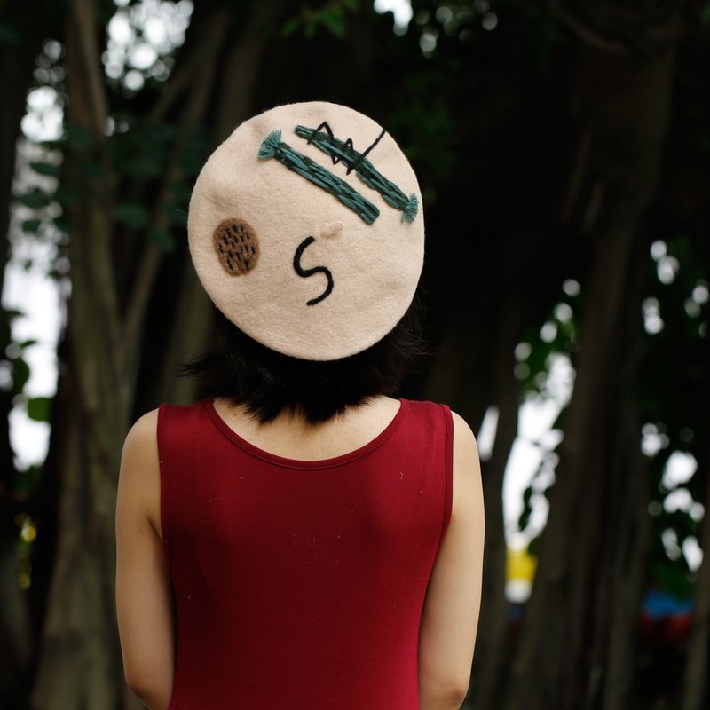 轲人原创手工羊毛毡春秋冬女贝雷帽蓓蕾帽文艺复古个性画家帽优雅 - 帽子 - 羊毛 