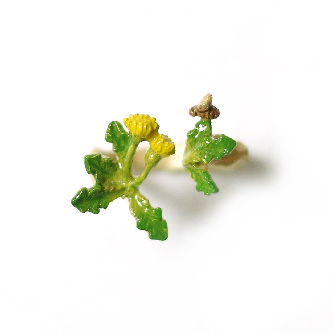 Michikusa Ring RN176 Sideway Grass - 戒指 - 其他金属 黄色