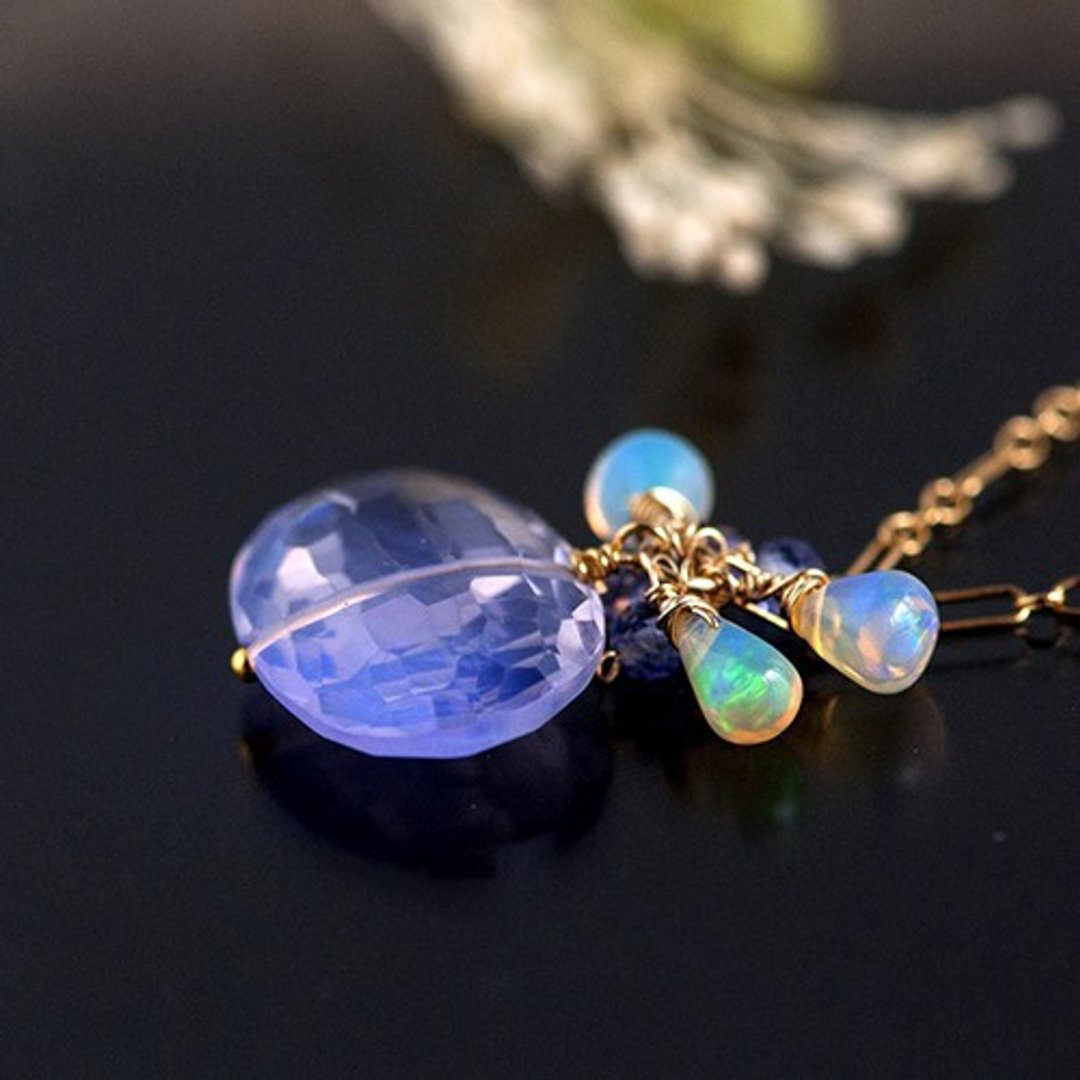 High Quality/Large Scorolite + Precious Opal Necklace - 项链 - 宝石 