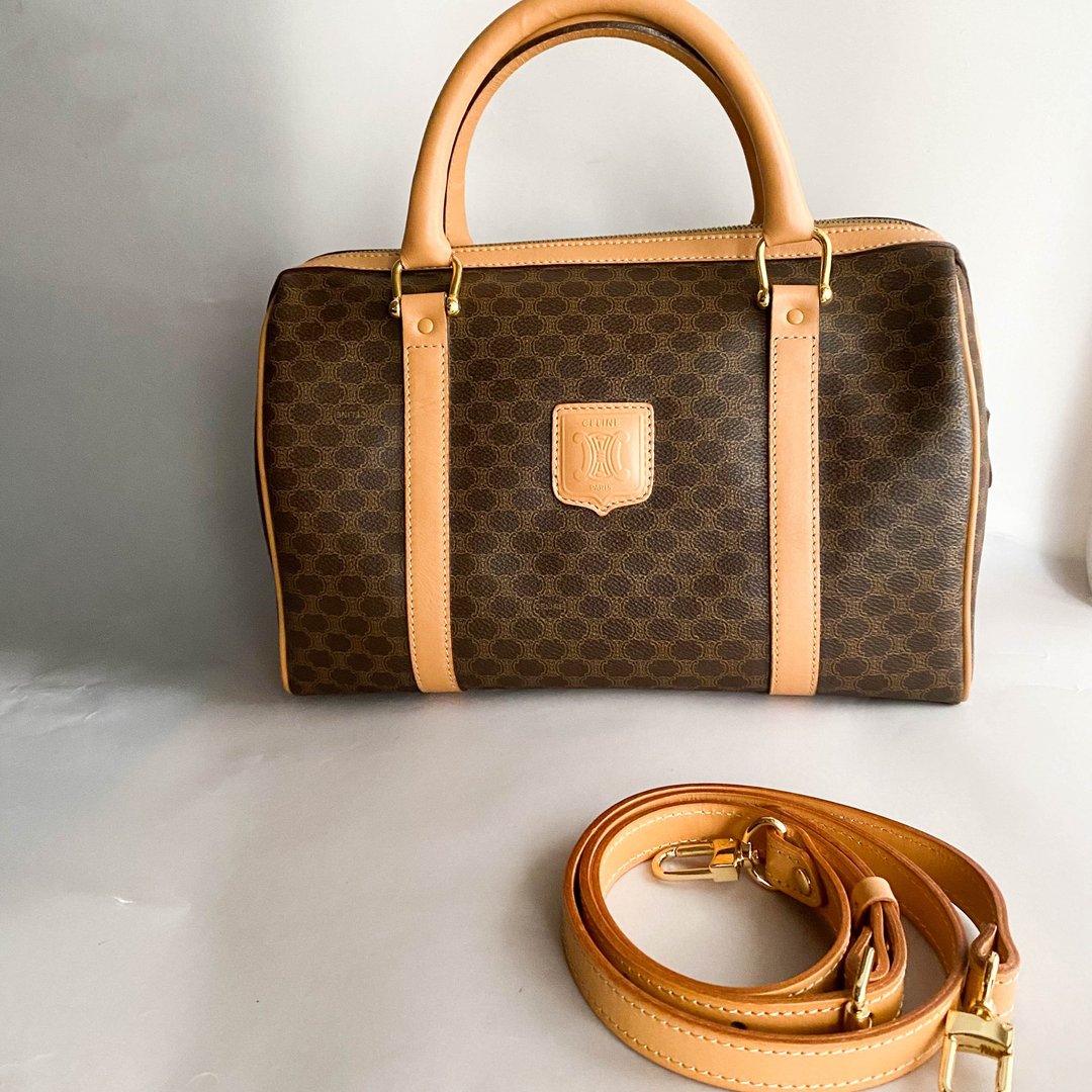 中古包Celine赛琳|Boston Bag|手提包|波士顿包|古着包|斜背包 - 手提包/手提袋 - 真皮 咖啡色