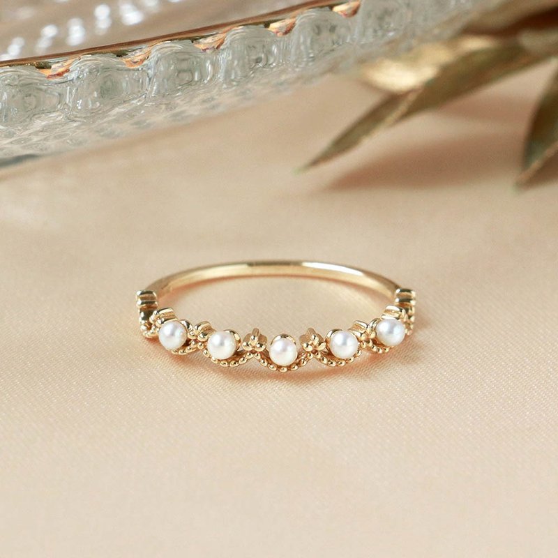 Visel 珍珠果蕾丝戒指 - 戒指 - 贵金属 金色