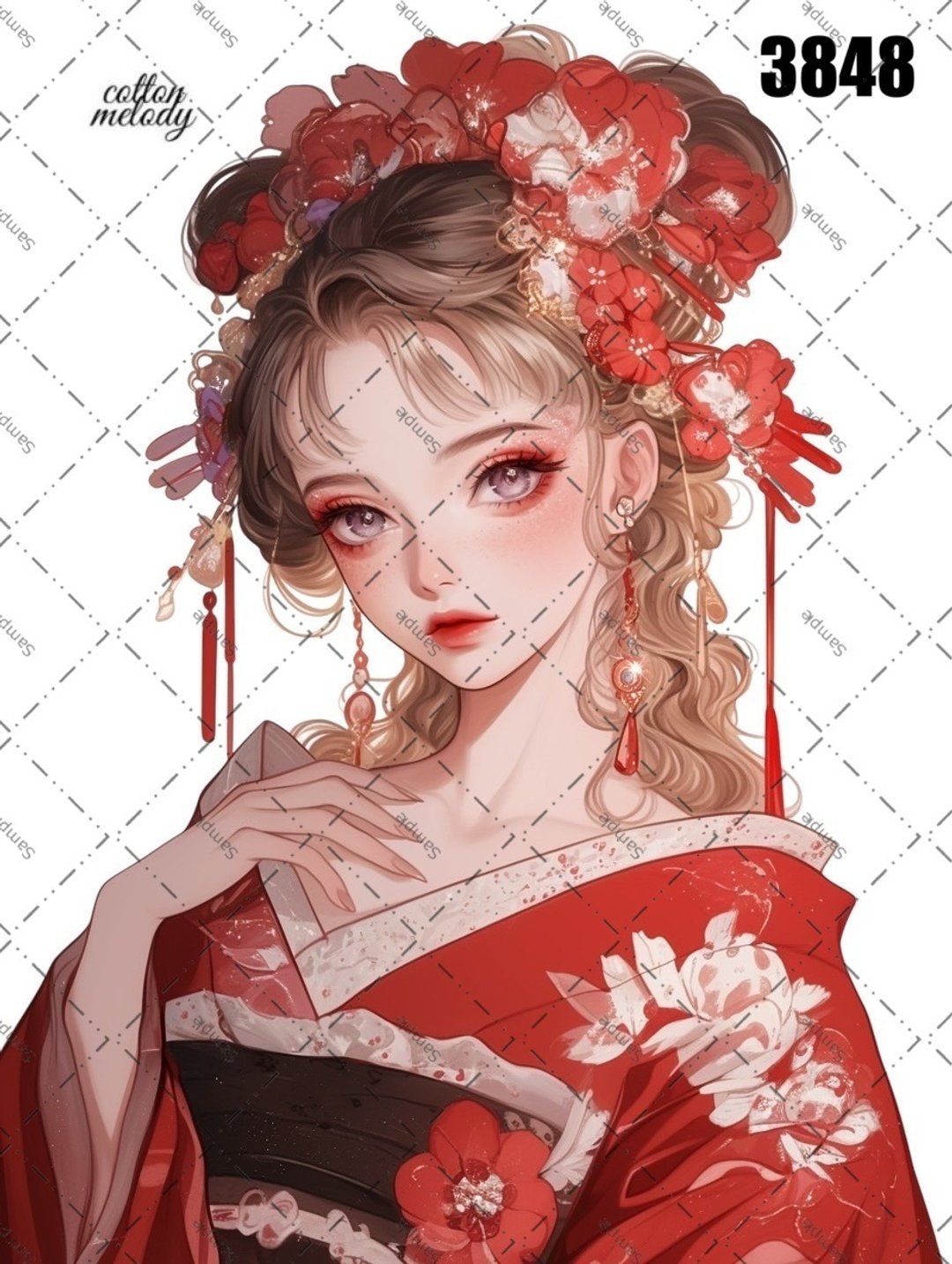 original sticker no.3848 人物贴纸 原创贴纸 原创人物贴纸 装饰贴纸 cotton melody - 贴纸 - 纸 