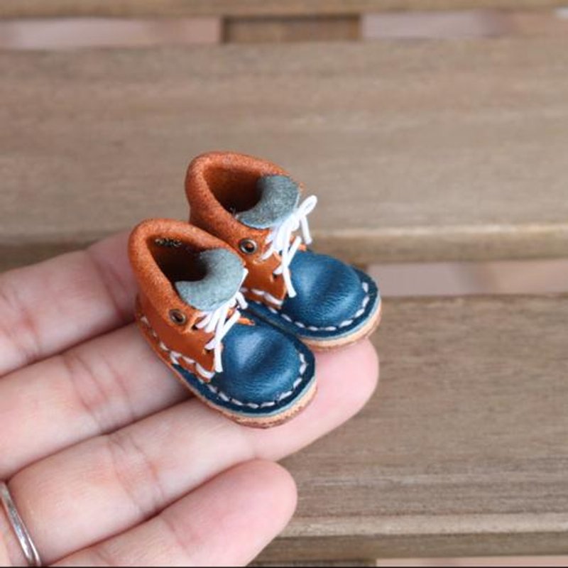 Small leather boots | Choco x Navy - 摆饰 - 真皮 蓝色