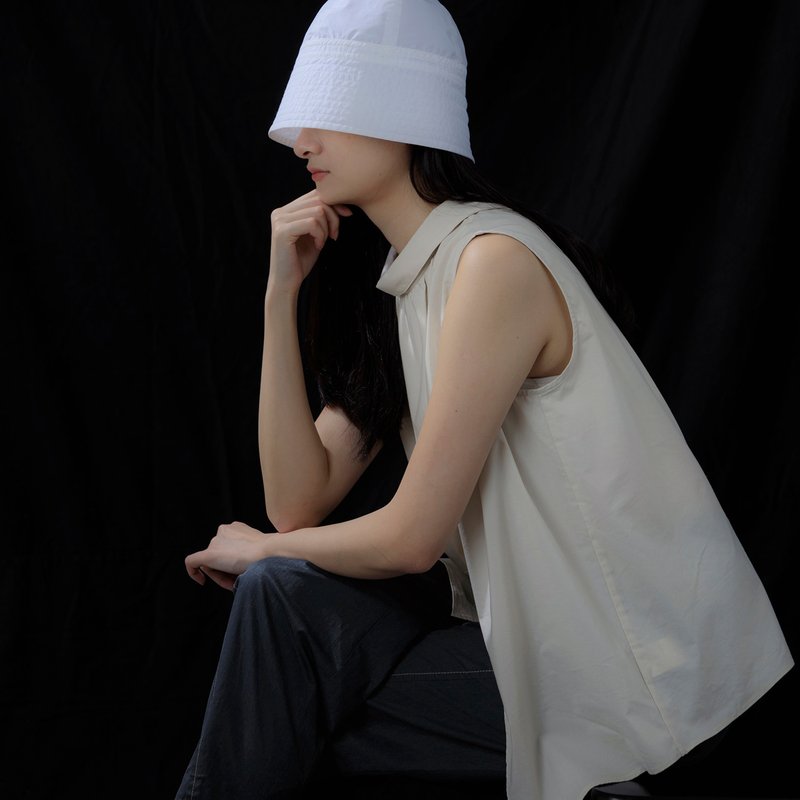 两面穿无袖衬衫 - 女装背心 - 聚酯纤维 白色