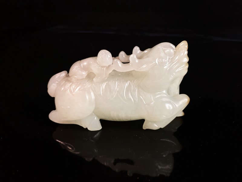 清早期  白玉麒麟送子 - 摆饰 - 玉石 