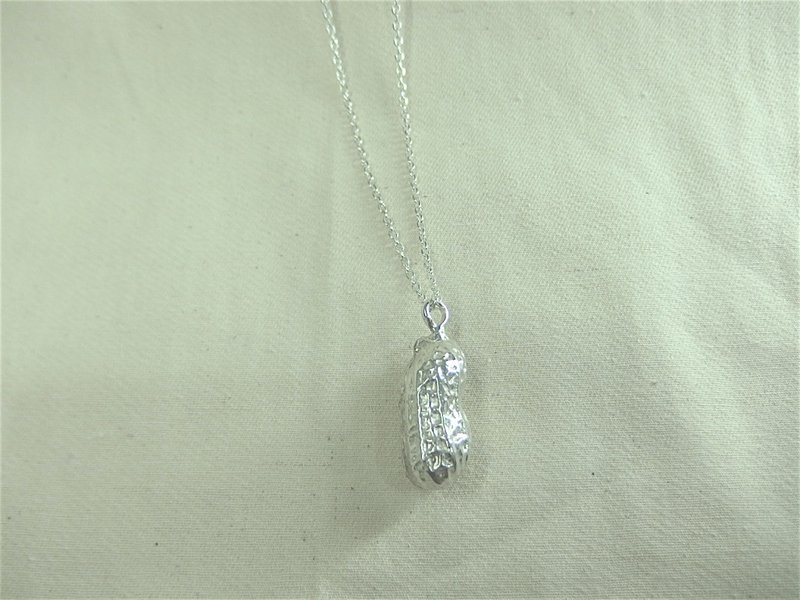 自然系 好事花生纯银项链项链 925纯银 实物铸造 独一无二 植物 - 项链 - 纯银 银色