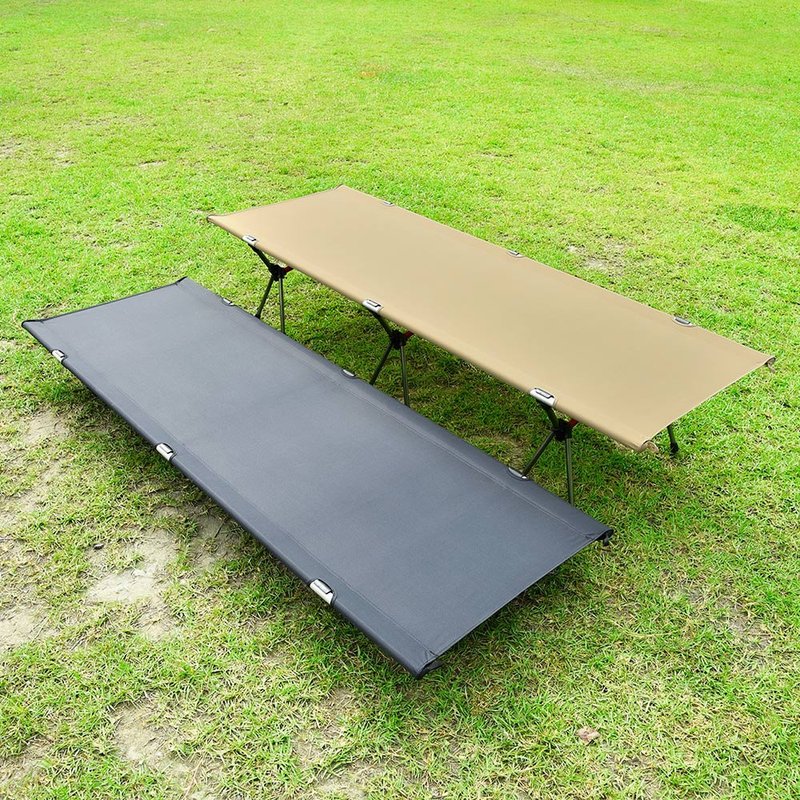 户外高低两用铝合金折叠行军床/露营床 - 露营用品 - 铝合金 卡其色