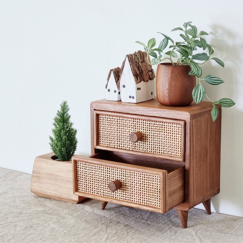 teak chest of drawers High quality woodwork, mini size (2 drawers) - 收纳用品 - 木头 咖啡色