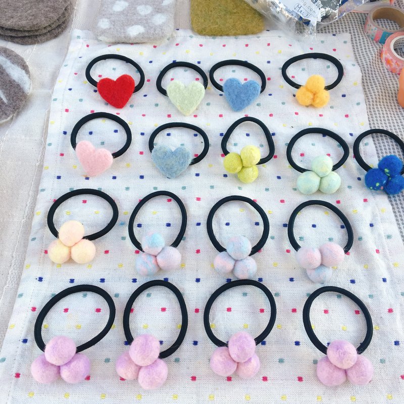 羊毛毡 手工 粉嫩色系 发圈 - 发饰 - 羊毛 多色