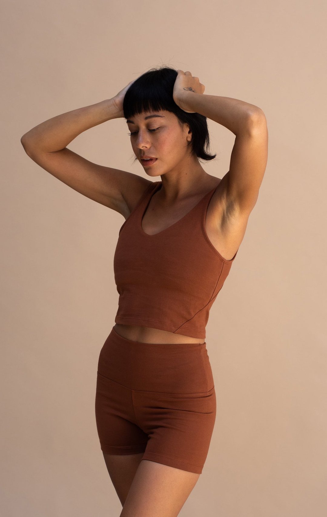 绝版现货 Indigo Luna Ananda 系列有机棉瑜珈运动背心 肉桂色 - 女装瑜珈服 - 棉．麻 红色