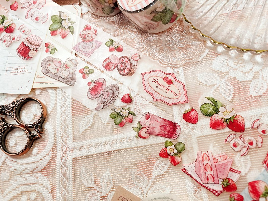 *PET_Ribbons & Strawberry - 纸胶带 - 纸 