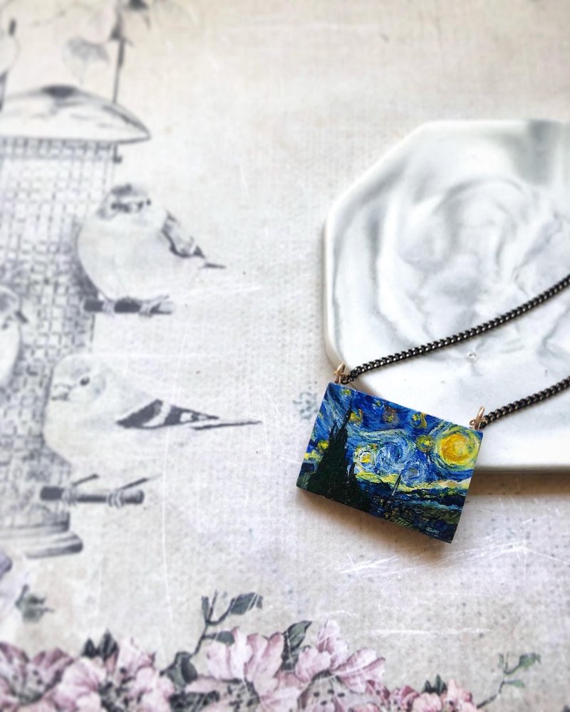 星夜颈链The Starry Night -文森梵高Vincent Van Gogh - 项链 - 木头 多色