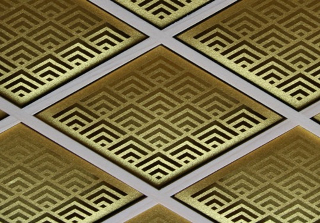 Kumiko Art Panel 　Kaku-Seigaiha Gold - 墙贴/壁贴 - 木头 金色