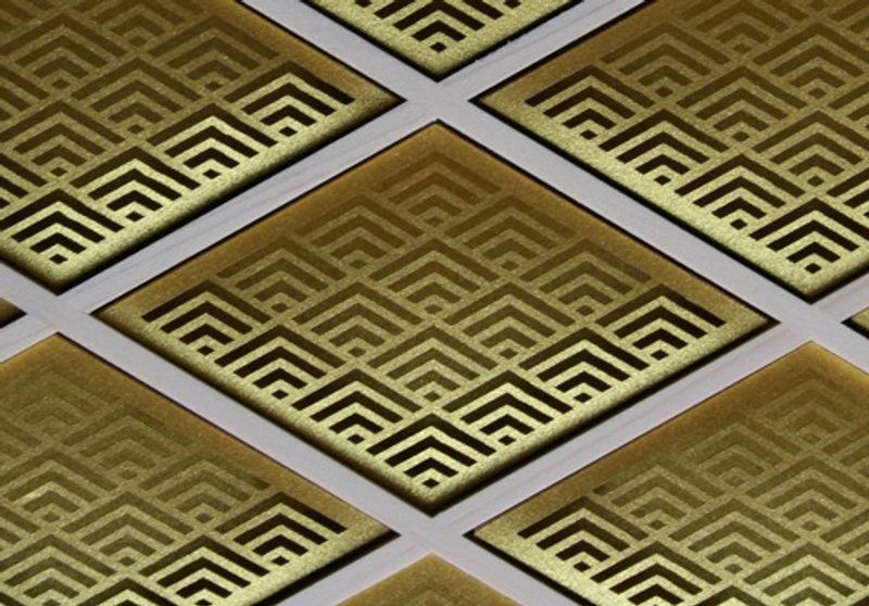 Kumiko Art Panel 　Kaku-Seigaiha Gold - 墙贴/壁贴 - 木头 金色