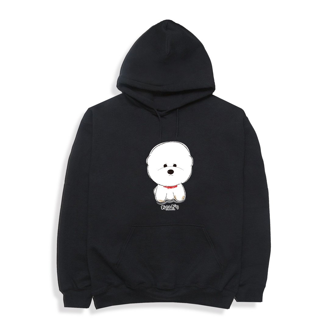 Bichon Hoodie 小饭团 小葱萌萌红颈圈 内磨毛暖暖帽T - 中性连帽卫衣/T 恤 - 棉．麻 黑色