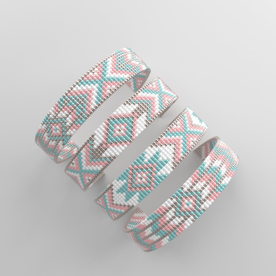 Loom bracelet pattern, miyuki pattern, parallel stitch pattern,279 串珠手链的图案图案 - 手工艺教程/工具书 - 其他材质 粉红色