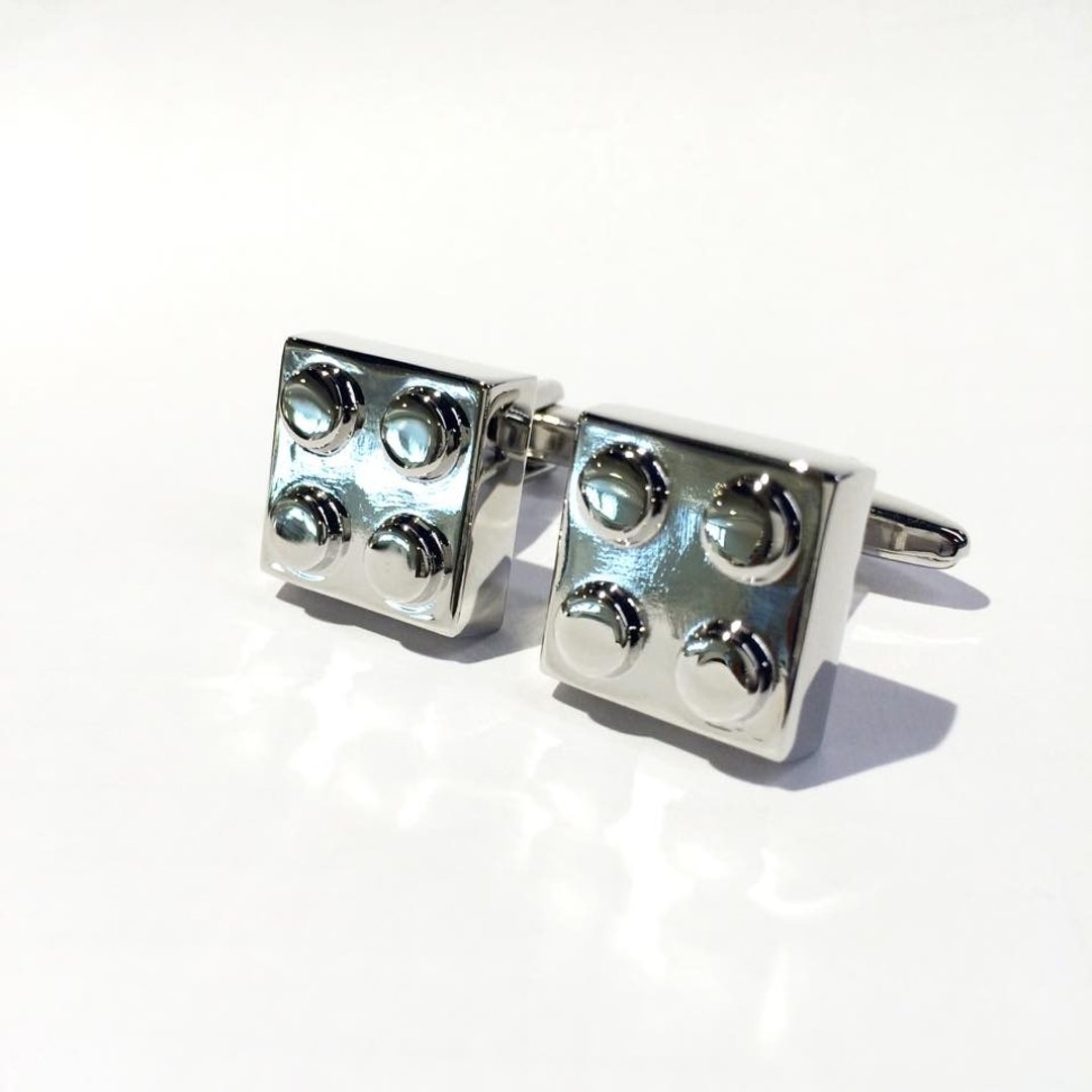 乐高 正方 银色 袖扣 (LEGO Cufflink) - 袖扣 - 其他金属 银色