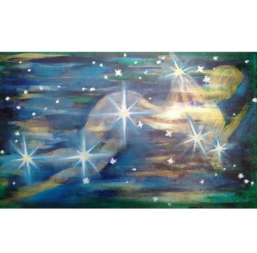 Constellation Cassiopeia Original painting on canvas - 海报/装饰画/版画 - 纸 多色