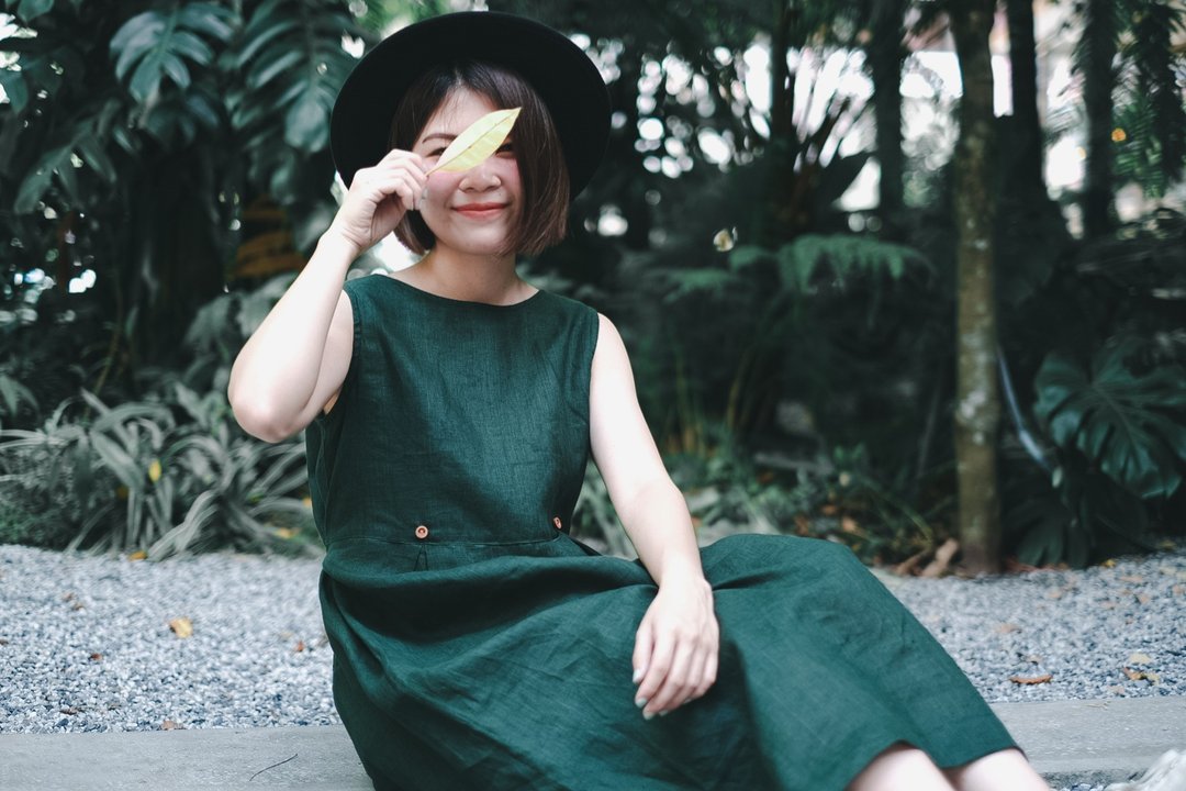 Wendy Dress亚麻长裙  绿色Green - 洋装/连衣裙 - 棉 绿色