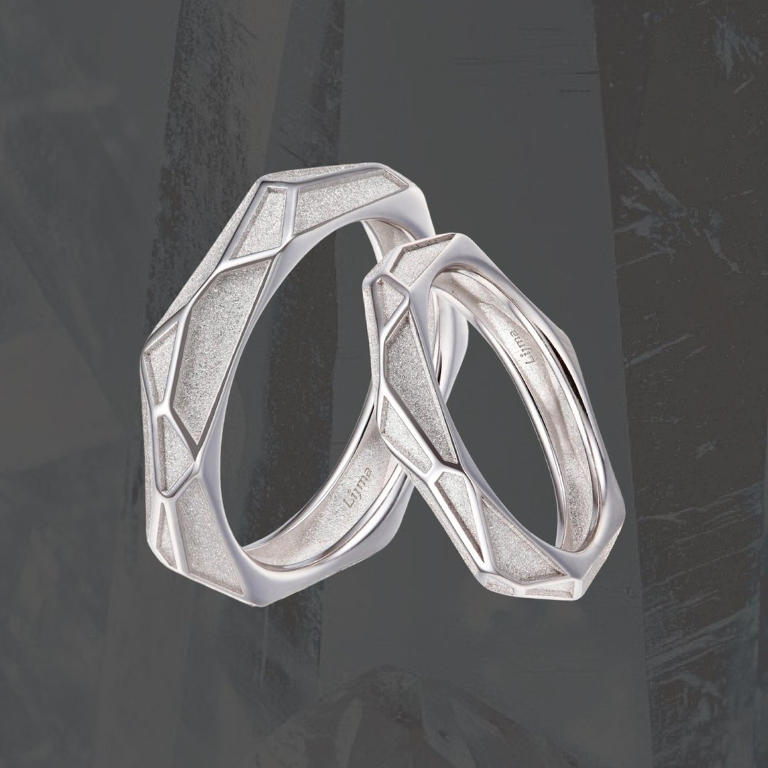 Crystal 晶砂素面戒 - 戒指 - 银 银色