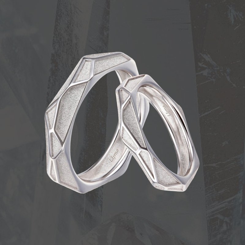 Crystal 晶砂素面戒 - 戒指 - 银 银色