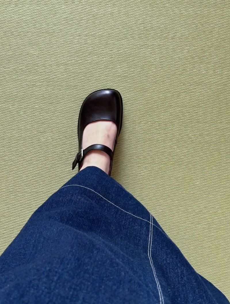 日本产牛皮 雾面质感 经典瑪莉珍 手工製 - 玛莉珍鞋 - 真皮 黑色