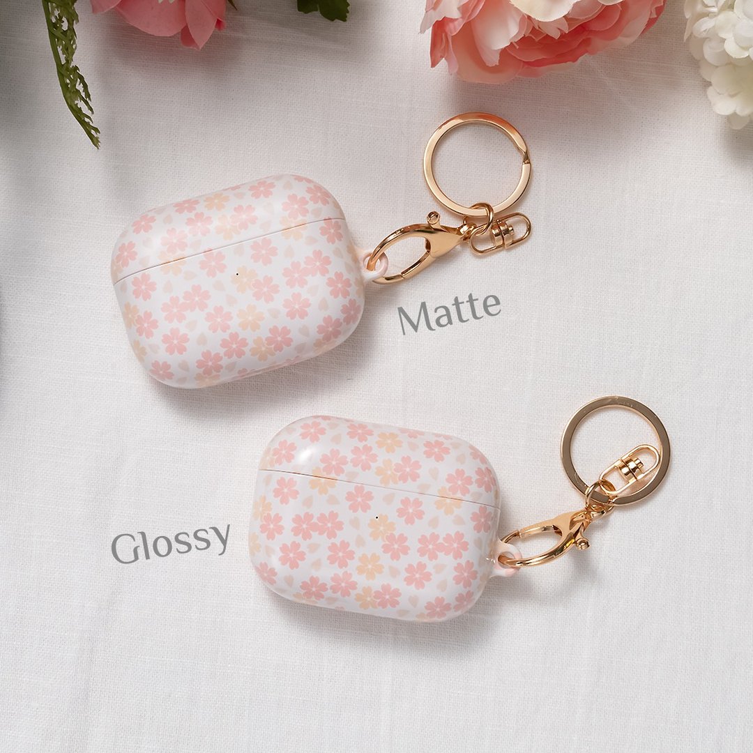 【定制化】浅粉色樱花 AirPods Pro 3 / AirPods 4 保护壳 - 耳机收纳 - 塑料 粉红色