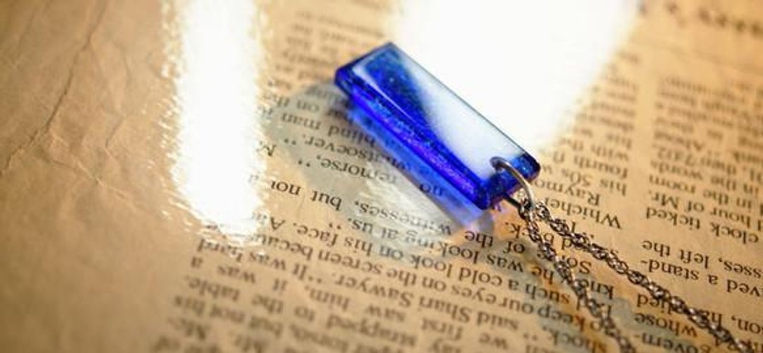 [Made to order] Stylish rectangle ~ Blue glitter ~ - 项链 - 其他金属 