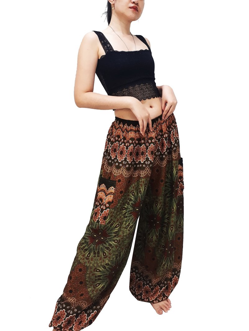 Women Pants Aladdin Pants Thai Pants Gypsy Pants Rayon Bohemian Trouser - 男士长裤 - 其他材质 绿色