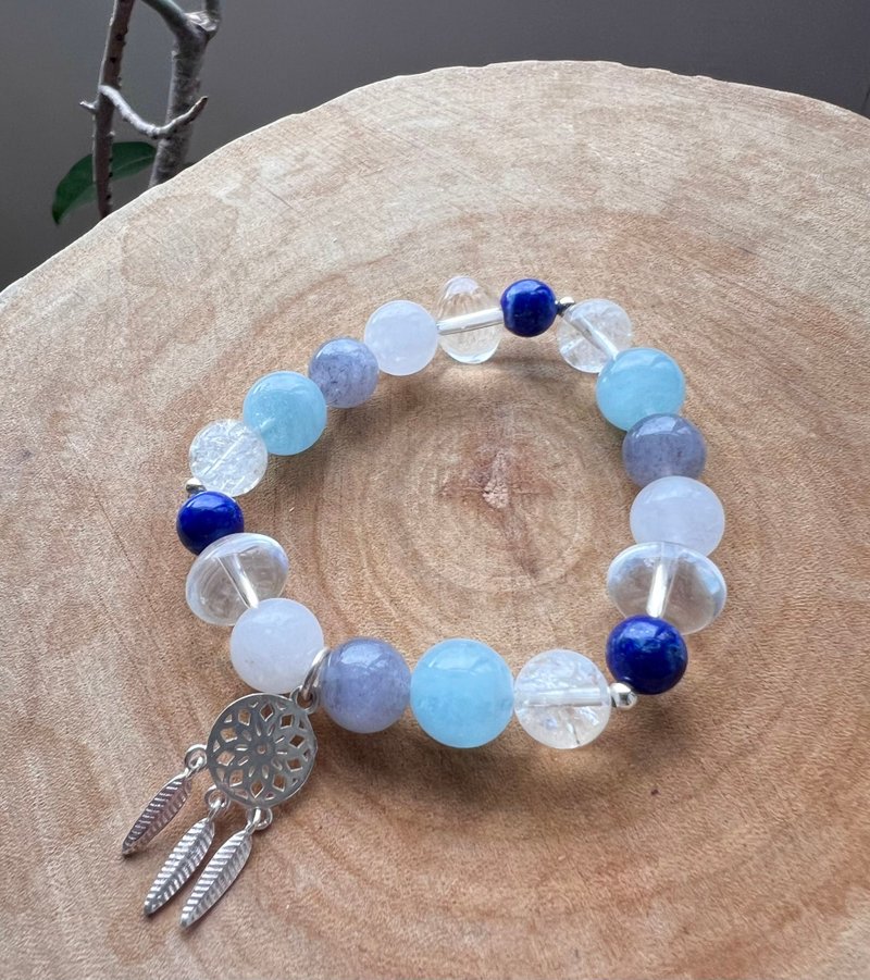 ||捕梦网|| 能量水晶手环。海蓝宝/拉长石/青金石/ 白水晶 仅一件 - 手链/手环 - 水晶 多色