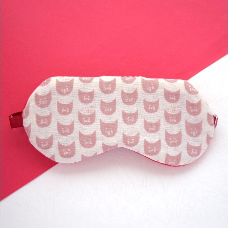 可爱猫 Pink/旅游/睡眠/猫 - 眼罩 - 棉．麻 粉红色