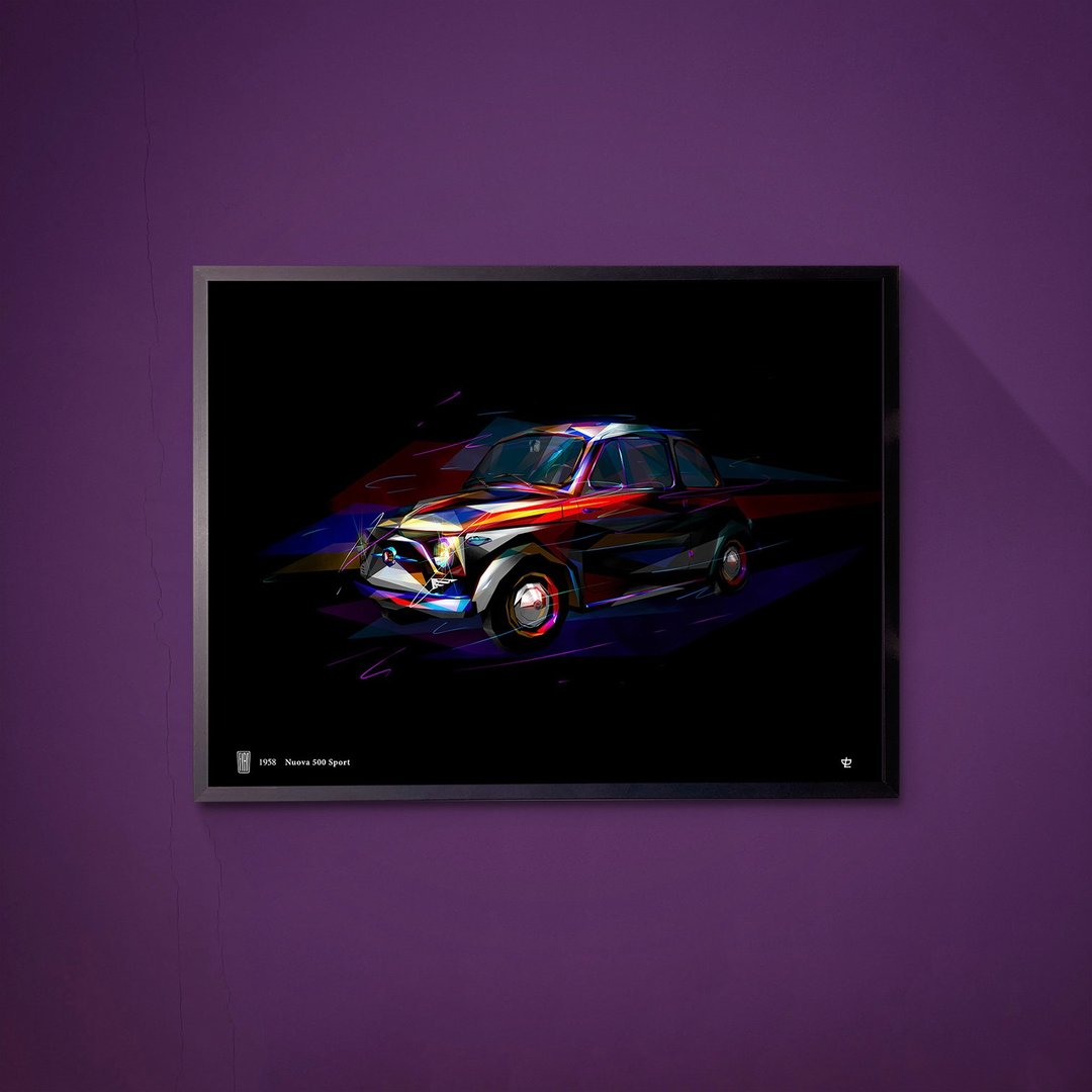 Classic Cars-1958-FIAT-Nuova 500 Sport   /Art Print/挂画/限 - 海报/装饰画/版画 - 纸 紫色