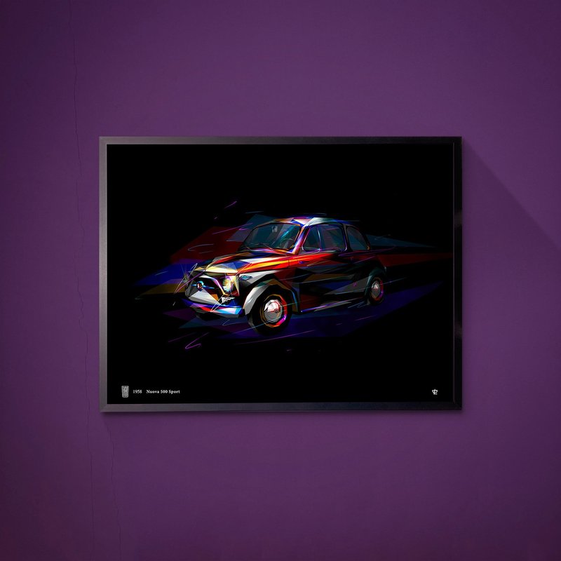 Classic Cars-1958-FIAT-Nuova 500 Sport   /Art Print/挂画/限 - 海报/装饰画/版画 - 纸 紫色