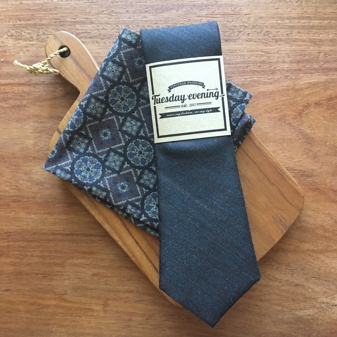 Black Stripe Tie Set - 领带/领带夹 - 棉 黑色
