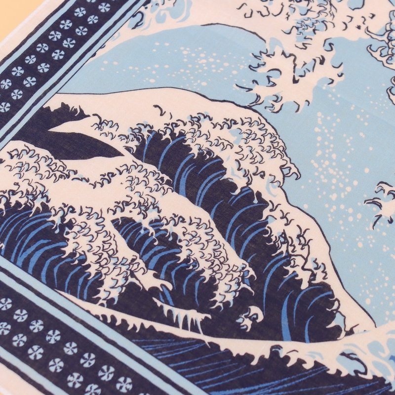 京都手帕-头巾BANDANA系列-大浪(浪里) - 手帕/方巾 - 棉．麻 