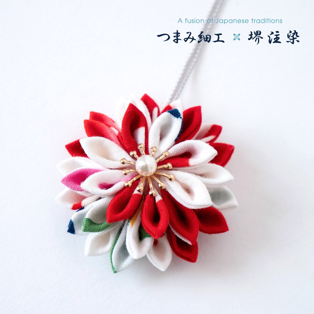 舞动花痴吊坠 妻见细工 x 堺中船 红 - 项链 - 棉．麻 红色