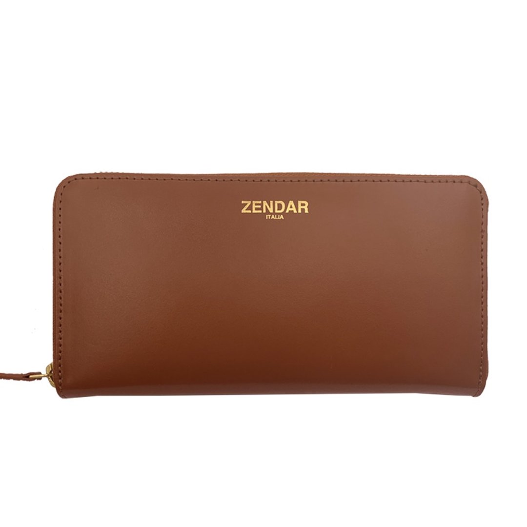 ZENDAR 限量1折 顶级小牛皮金标拉链长夹 全新专柜展示品 - 皮夹/钱包 - 真皮 咖啡色