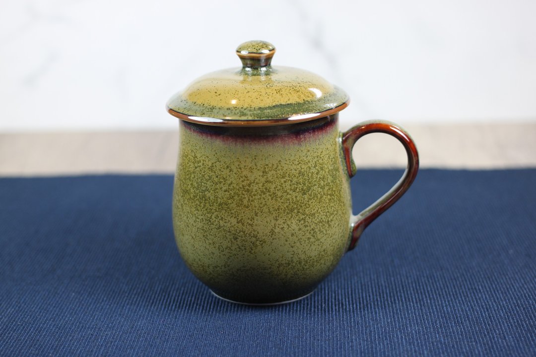 【情人节礼物】茶末釉盖杯 带盖马克杯 莺歌名家叶敏祥作品 - 咖啡杯/马克杯 - 瓷 