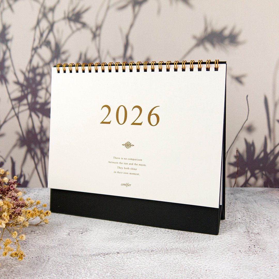 【conifer绿的事务】2026年25K简约典雅横式桌历-雅黑金 - 笔记本/手帐 - 纸 黑色
