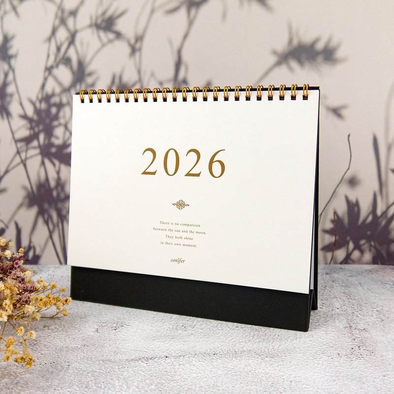 【conifer绿的事务】2026年25K简约典雅横式桌历-雅黑金 - 笔记本/手帐 - 纸 黑色