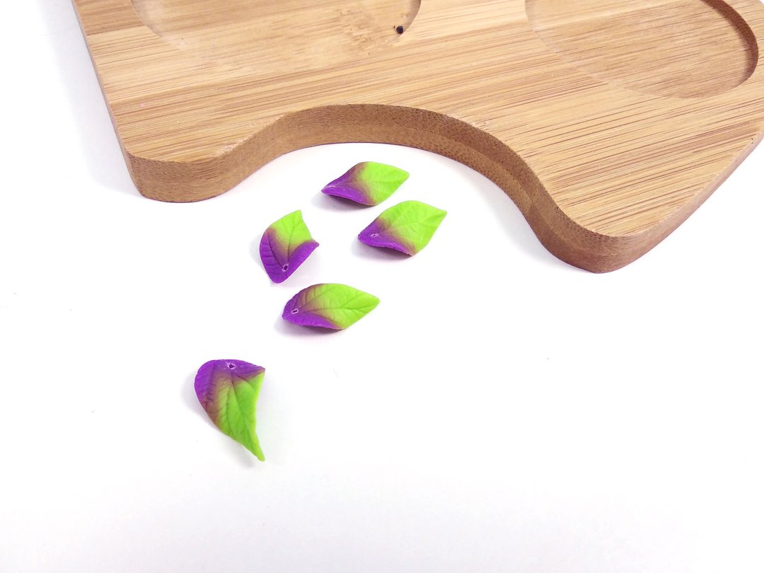 10 pcs/lot Purple Lime Leaves craft supplies Polymer Clay Beads For Jewelry - 零件/散装材料/工具 - 粘土 绿色