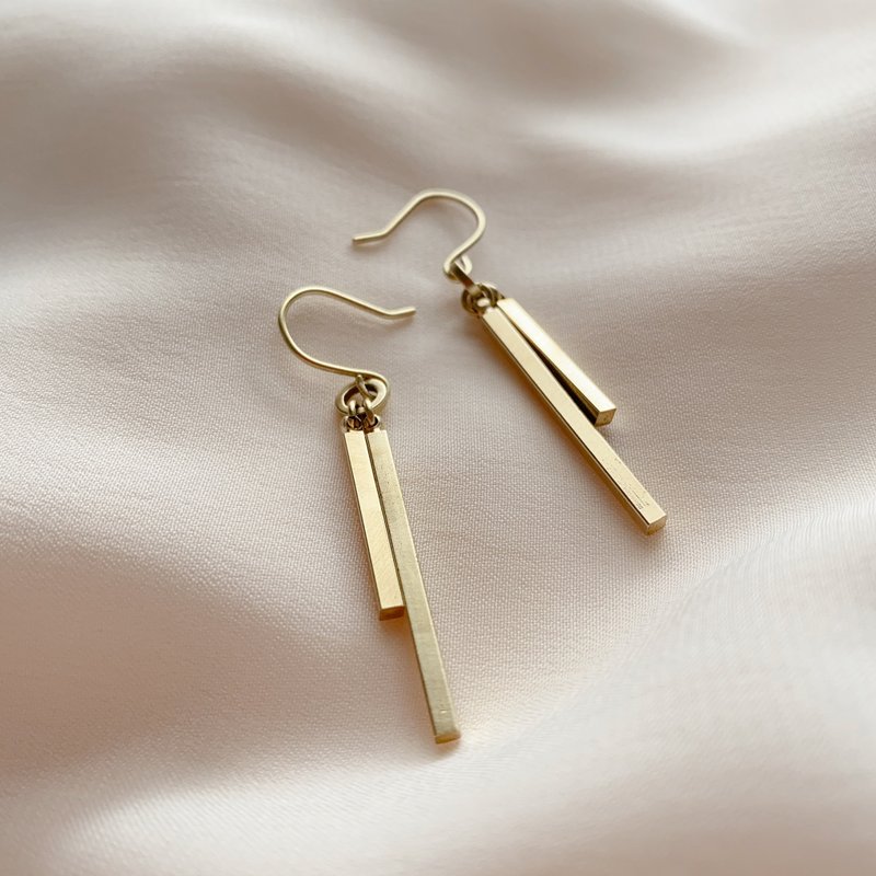 回到初心 - 黄铜耳环-可改夹 - 耳环/耳夹 - 铜/黄铜 金色