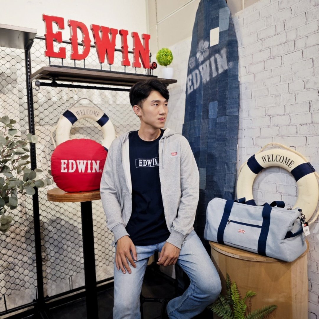 EDWIN 男装 网络独家 率性风格 LOGO 连帽拉 T 外套 (麻灰色) #外套 - 男装上衣/T 恤 - 棉．麻 灰色