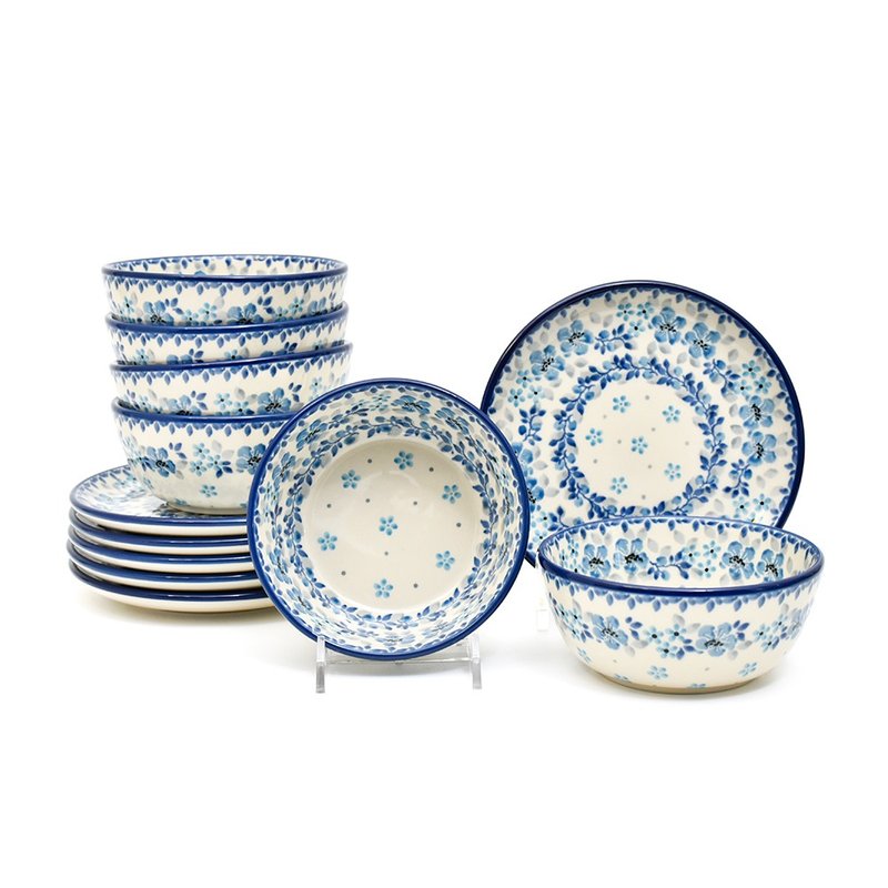 波兰手工陶碗盘12件组 - 盘子/餐盘/盘架 - 陶 