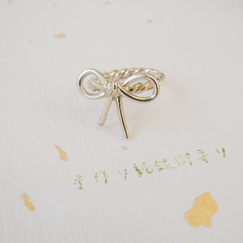 【925银】蝴蝶结戒指 ９号(JP) - 戒指 - 纯银 银色