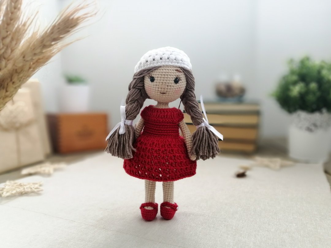 Doll with pigtails, 1 year old girl gift, babys first doll, custom plush, - 玩具/玩偶 - 棉 多色