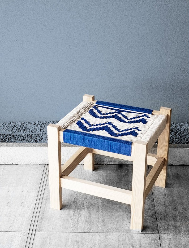 波浪椅编绳椅 - 椅子/沙发 - 木头 蓝色